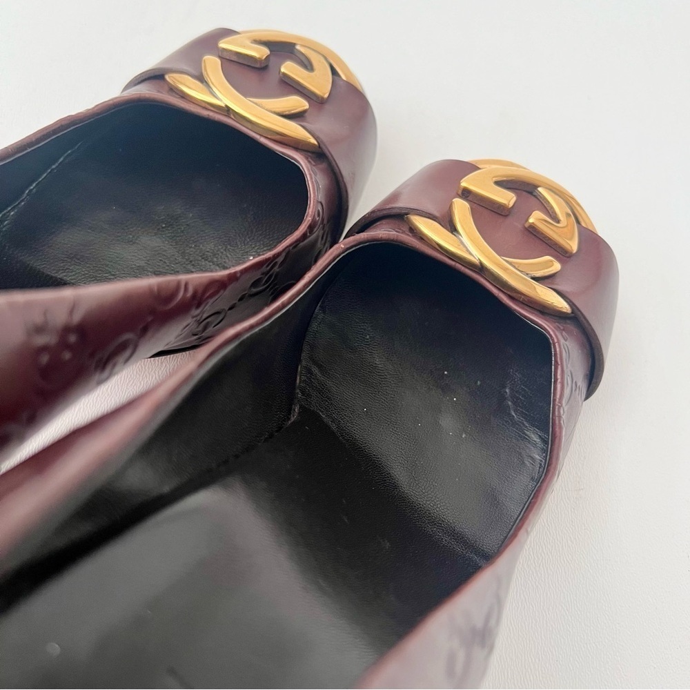 GUCCI | Brown Guccissima Leather Oversized Interlocking GG Logo Pumps Heels 39 - Picture 8 of 14